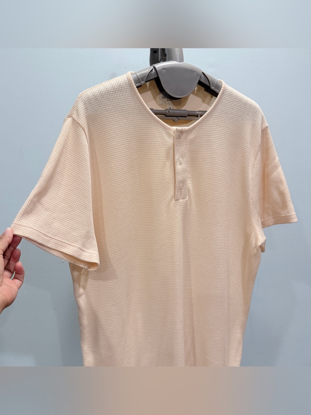 Octobre Editions Waffle Knit Henley T-Shirt Organic Cotton Cream Men’s L